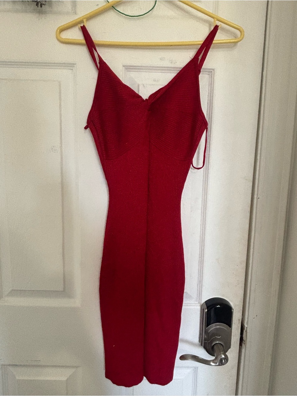 Slim Red Midi Dress with Spaghetti Straps